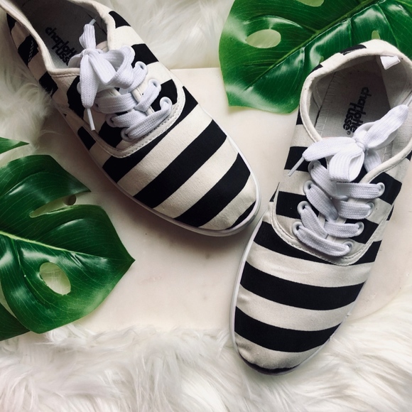 Charlotte Russe Shoes - charlotte russe black & white stripped sneaker